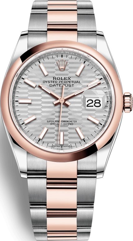 Rolex,Datejust 36 36mm,36mm,Oystersteel,Everose Gold,Silver,Automatic,Day,70hours,126201,126201-0034