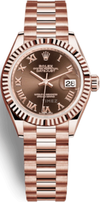 Rolex,Lady-Datejust 28mm,28mm,Rose Gold,Brown,Automatic,Day,55hours,279175,279175-0014