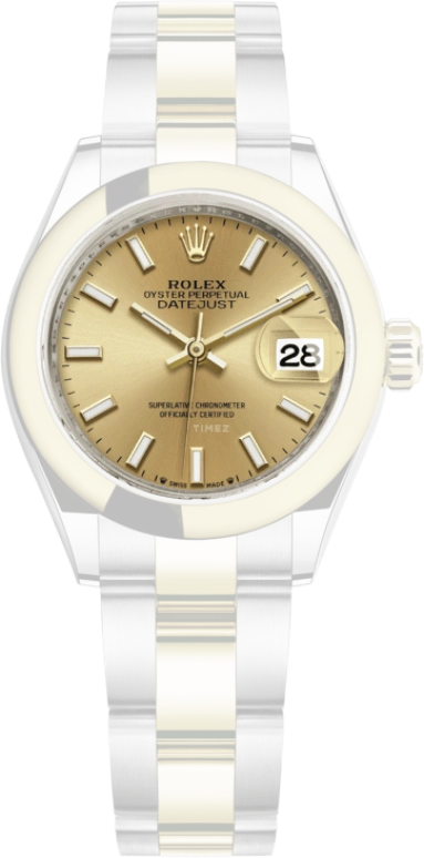 Rolex,Lady-Datejust 28mm,28mm,Yellow Gold,Oystersteel,Champagne,Automatic,Day,55hours,279163,279163-0002