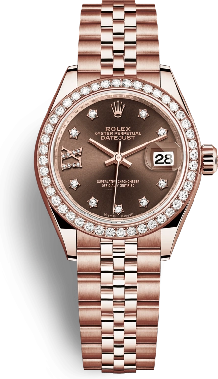 Rolex,Lady-Datejust 28mm,28mm,Everose Gold,Brown,Automatic,Day,55hours,279135RBR,279135RBR-0002