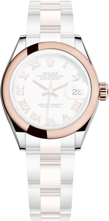 Rolex,Lady-Datejust 28mm,28mm,Oystersteel,Everose Gold,White,Automatic,Day,55hours,279161,279161-0022
