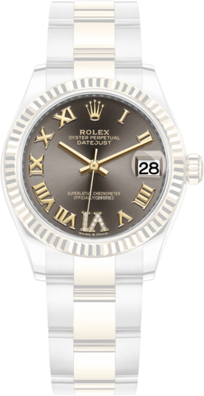 Rolex,Datejust 31 31mm,31mm,Yellow Gold,Stainless Steel,Grey,Automatic,Day,55hours,278273,278273-0017