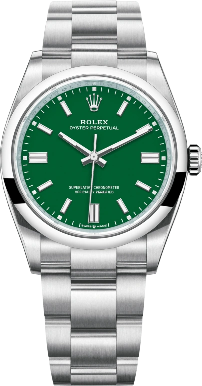 Rolex,Oyster Perpetual 36mm,36mm,Stainless Steel,Green,Automatic,70hours,In-house Caliber,126000,126000-0005