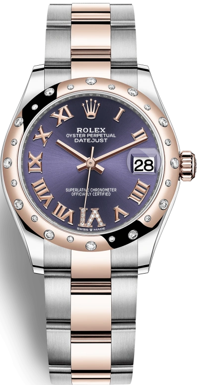 Rolex,Datejust 31 31mm,31mm,Rose Gold,Stainless Steel,Purple,Automatic,Day,55hours,278341RBR,278341RBR-0019