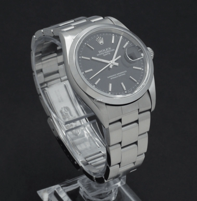 Rolex,Date 34mm,34mm,Stainless Steel,Black,Automatic,Day,48hours,15200 Black