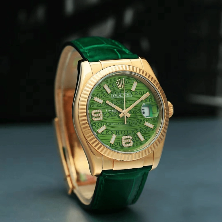 Rolex,Datejust 36 36mm,36mm,Yellow Gold,Green,Automatic,Day,48hours,116138