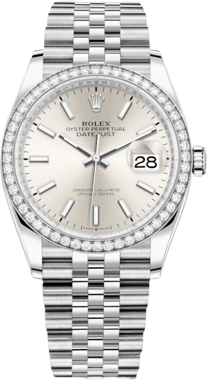 Rolex,Datejust 36 36mm,36mm,White Gold,Stainless Steel,Silver,Automatic,Day,70hours,126284RBR,126284RBR-0005