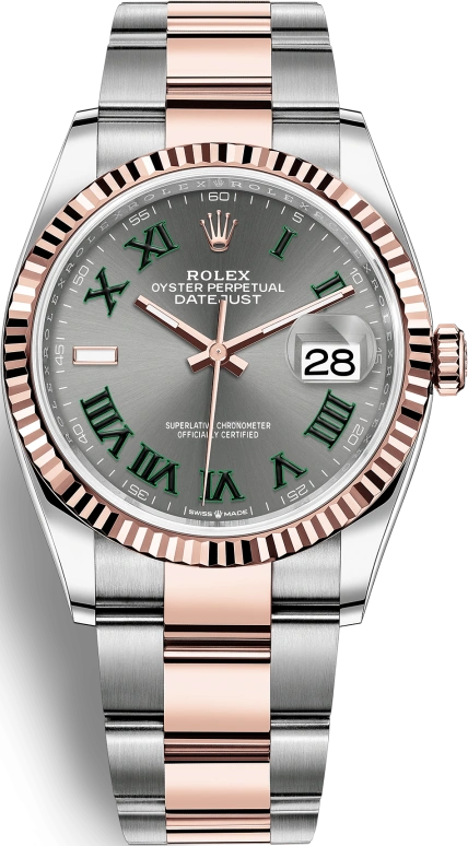Rolex,Datejust 36 36mm,36mm,Everose Gold,Oystersteel,Grey,Automatic,Day,70hours,126231,126231-0030
