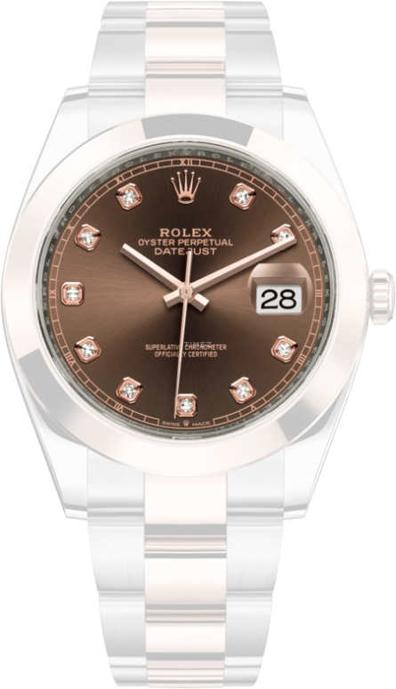 Rolex,Datejust 41 41mm,41mm,Rose Gold,Stainless Steel,Brown,Automatic,Day,70hours,126301,126301-0003
