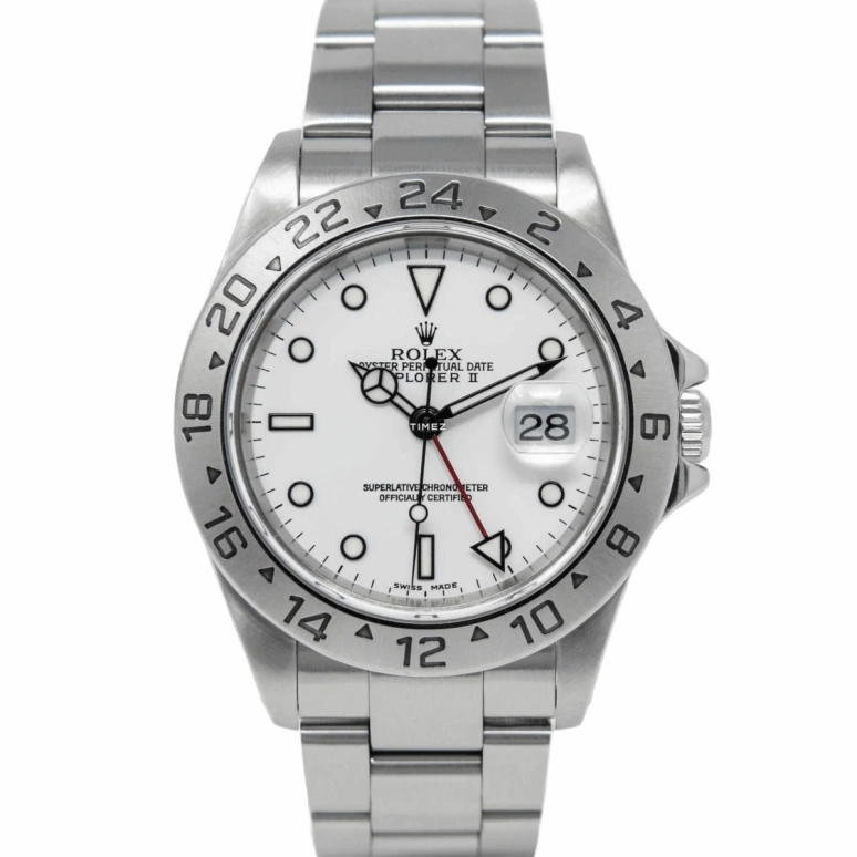 Rolex,Explorer II 40mm,40mm,Stainless Steel,White,Automatic,Day,Dule Time,16570,16570-0003