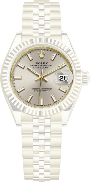 Rolex,Lady-Datejust 28mm,28mm,Yellow Gold,Silver,Automatic,Day,55hours,279178,279178-0006