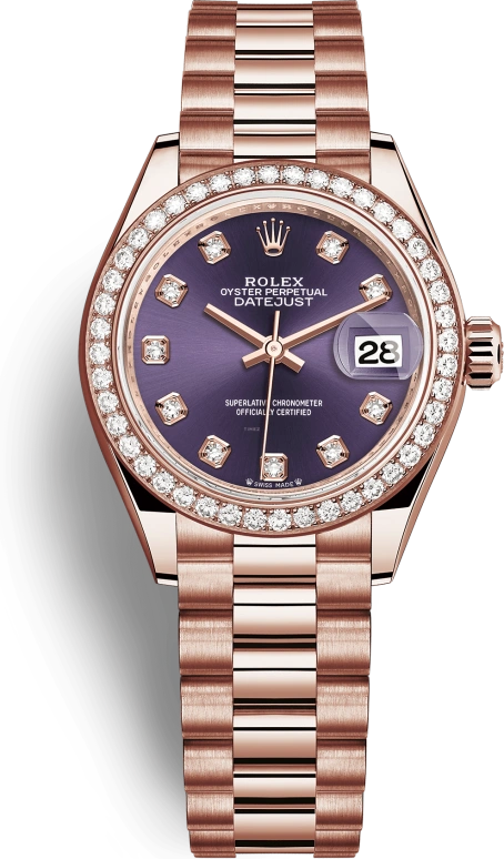Rolex,Lady-Datejust 28mm,28mm,Rose Gold,Purple,Automatic,Day,55hours,279135RBR,279135RBR-0020