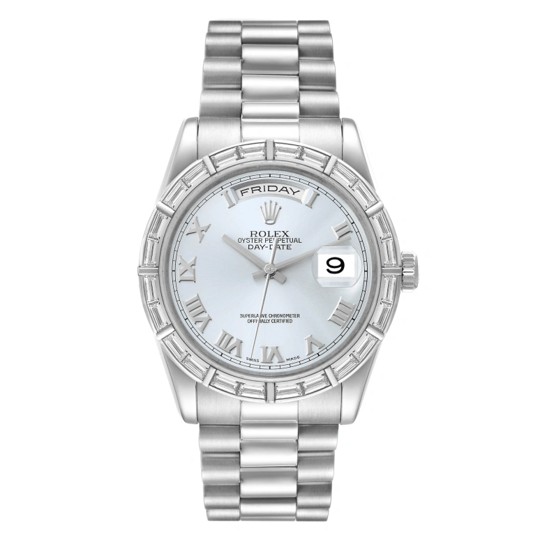 Rolex,Day-Date 36 36mm,36mm,Platinum,Ice Blue,Blue,Automatic,Date,Day,118366,118366-83206