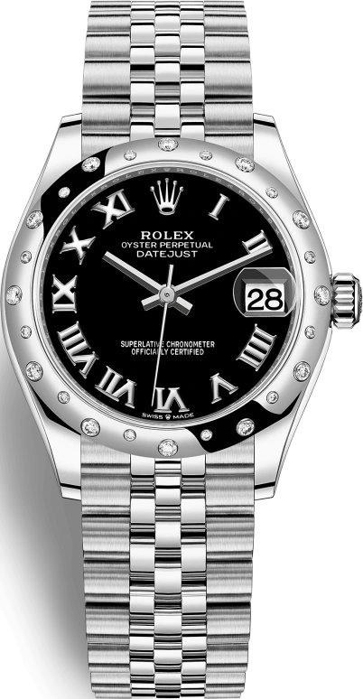 Rolex,Datejust 31 31mm,31mm,White Gold,Stainless Steel,Black,Automatic,Day,55hours,278344RBR,278344RBR-0002