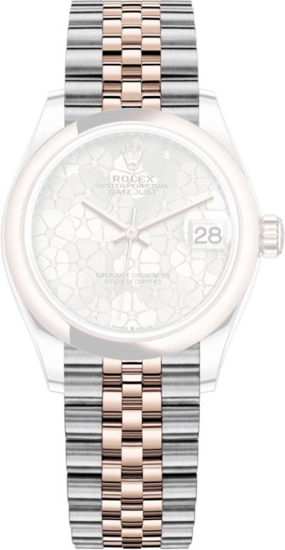 Rolex,Datejust 31 31mm,31mm,Rose Gold,Stainless Steel,Silver,Automatic,Day,55hours,278241,278241-0032