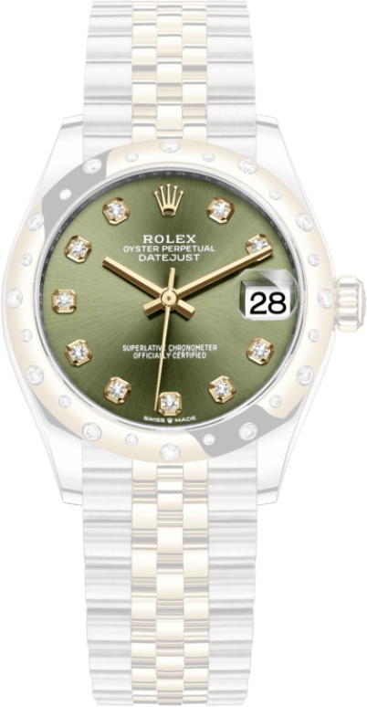 Rolex,Datejust 31 31mm,31mm,Yellow Gold,Stainless Steel,Green,Automatic,Day,55hours,278343RBR,278343RBR-0030