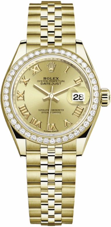 Rolex,Lady-Datejust 28mm,28mm,Yellow Gold,Champagne,Automatic,Day,48hours,279138RBR,279138RBR-0022