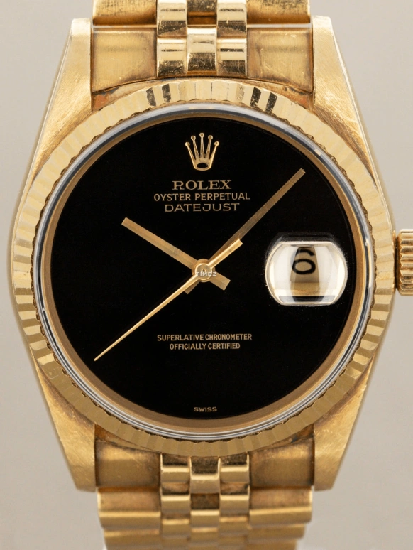 Rolex,Day-Date 36 36mm,36mm,Yellow Gold,Black,Automatic,Day,48hours,16238 Onyx
