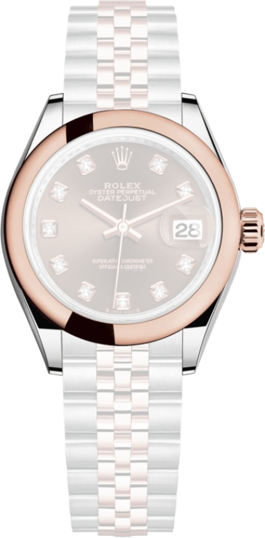 Rolex,Lady-Datejust 28mm,28mm,Oystersteel,Everose Gold,Brown,Automatic,Day,55hours,279161,279161-0011