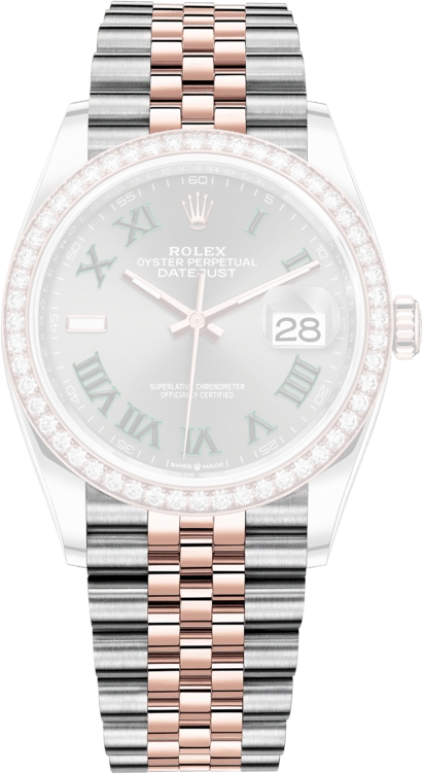 Rolex,Datejust 36 36mm,36mm,Rose Gold,Stainless Steel,Grey,Automatic,Day,70hours,126281RBR,126281RBR-0017