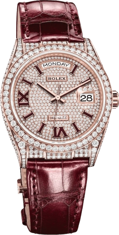 Rolex,Day-Date 36 36mm,36mm,Rose Gold,Silver,Automatic,Date,Day,128155RBR,128155RBR-0002