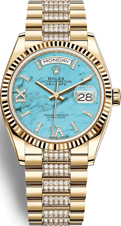 Rolex,Day-Date 36 36mm,36mm,Yellow Gold,Blue,Automatic,Date,Day,128238,128238-0072