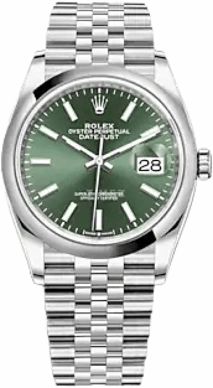 Rolex,Datejust 36 36mm,36mm,Stainless Steel,Green,Automatic,Day,70hours,126200,126200-0023