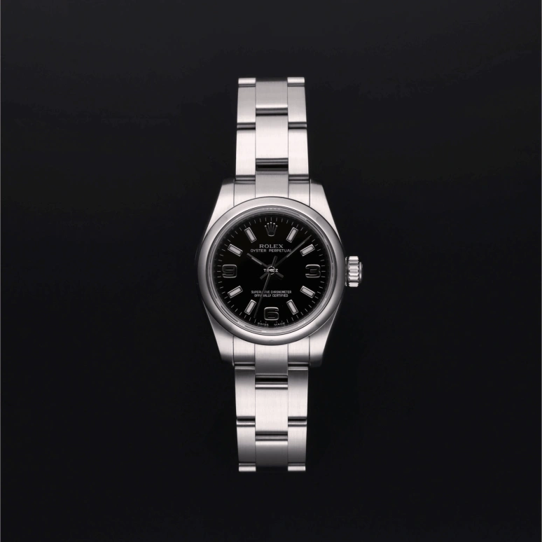 Rolex,Oyster Perpetual 26mm,26mm,Stainless Steel,Black,Automatic,48hours,In-house Caliber,176200