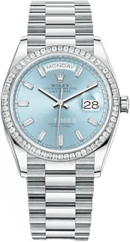 Rolex,Day-Date 36 36mm,36mm,Platinum,Ice Blue,Automatic,Date,Day,128396TBR,128396TBR-0003