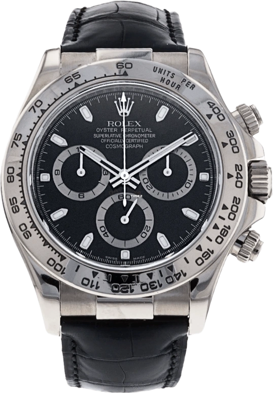 Rolex,Daytona 40mm,40mm,White Gold,Black,Automatic,Chronograph,72hours,116519