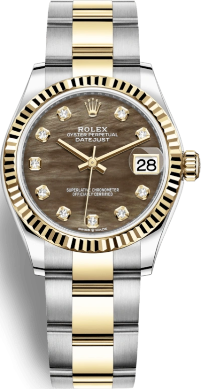 Rolex,Datejust 31 31mm,31mm,Yellow Gold,Stainless Steel,Black,Automatic,Day,55hours,278273,278273-0023