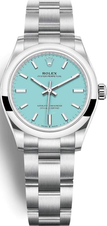 Rolex,Oyster Perpetual 31mm,31mm,Stainless Steel,Turquoise,Ice Blue,Automatic,55hours,In-house Caliber,277200,277200-0007