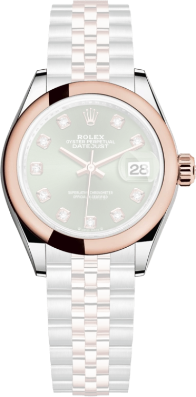 Rolex,Lady-Datejust 28mm,28mm,Rose Gold,Stainless Steel,Green,Automatic,Day,55hours,279161,279161-0007