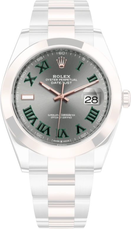 Rolex,Datejust 41 41mm,41mm,Rose Gold,Stainless Steel,Grey,Automatic,Day,70hours,126301,126301-0015