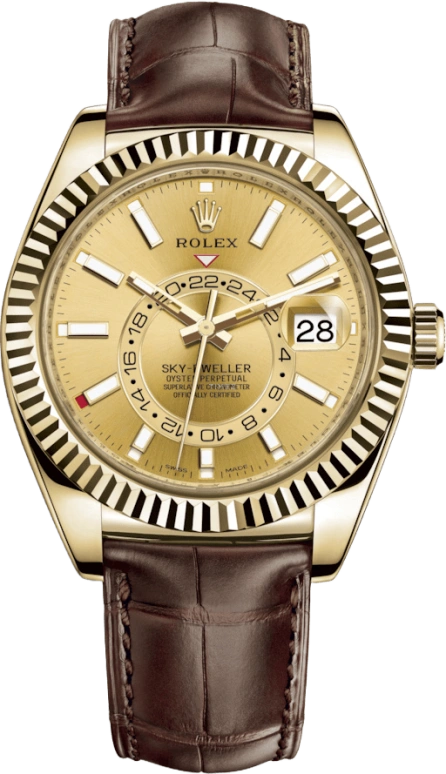 Rolex,Sky-Dweller 42mm,42mm,Yellow Gold,Champagne,Automatic,Annual Calendar,Month,Date,326138,326138-0006