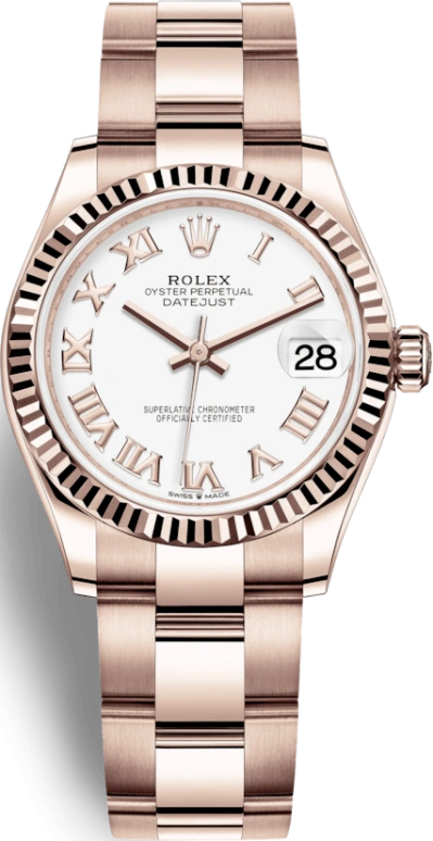Rolex,Datejust 31 31mm,31mm,Rose Gold,White,Automatic,Day,55hours,278275,278275-0018