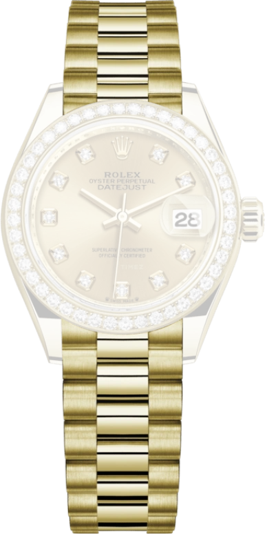 Rolex,Lady-Datejust 28mm,28mm,Yellow Gold,Champagne,Automatic,Day,55hours,279138RBR,279138RBR-0023