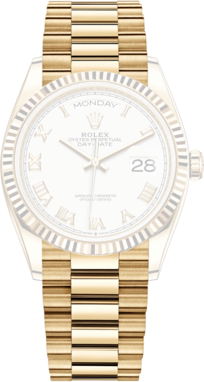 Rolex,Day-Date 36 36mm,36mm,Yellow Gold,White,Automatic,Date,Day,128238,128238-0076
