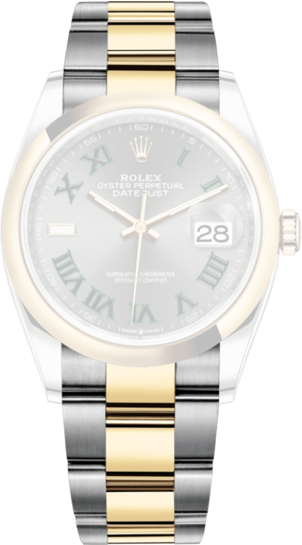 Rolex,Datejust 36 36mm,36mm,Yellow Gold,Stainless Steel,Grey,Automatic,Day,70hours,126203,126203-0036