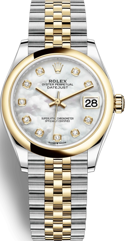 Rolex,Datejust 31 31mm,31mm,Yellow Gold,Stainless Steel,White,Automatic,Day,55hours,278243,278243-0028