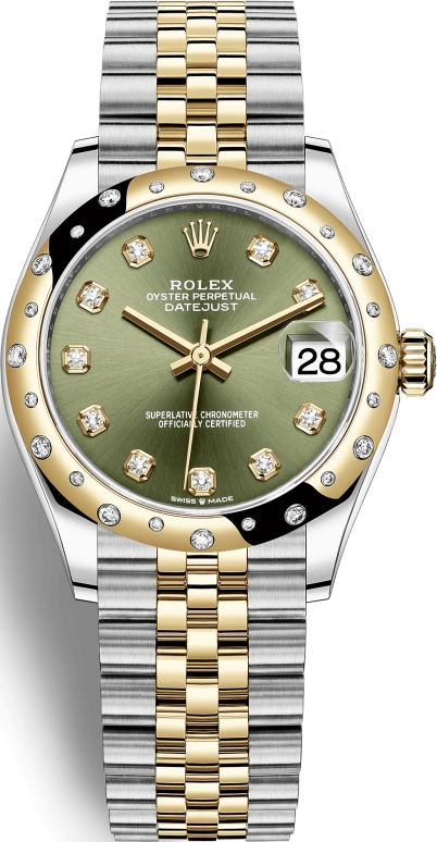 Rolex,Datejust 31 31mm,31mm,Yellow Gold,Stainless Steel,Green,Automatic,Day,55hours,278343RBR,278343RBR-0030