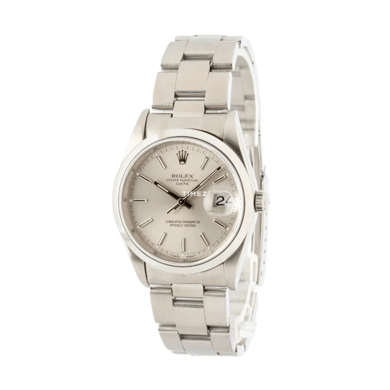 Rolex,Date 34mm,34mm,Stainless Steel,Silver,Automatic,Day,48hours,15200 Silver