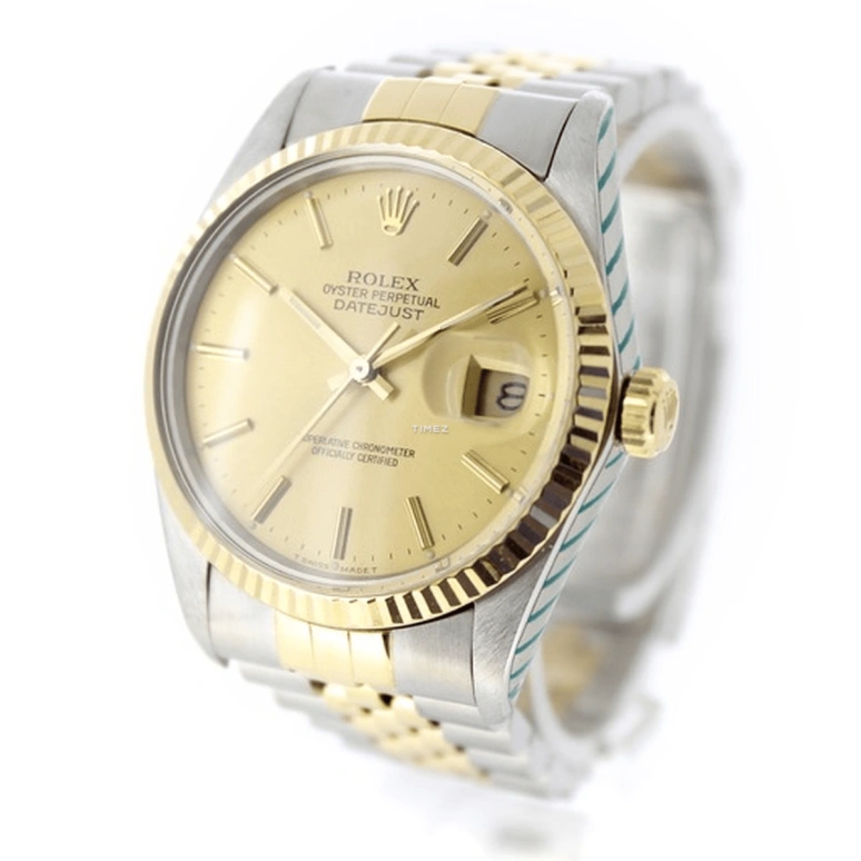 Rolex,Datejust 36 36mm,36mm,Yellow Gold,Stainless Steel,Champagne,Automatic,Day,50hours,16013 Jubilee