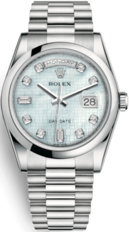Rolex,Day-Date 36 36mm,36mm,Platinum,White,Automatic,Date,Day,118206,118206-0119