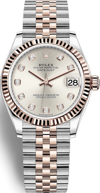 Rolex,Datejust 31 31mm,31mm,Rose Gold,Stainless Steel,Silver,Automatic,Day,55hours,278271,278271-0016