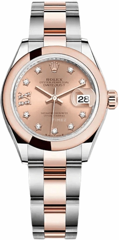 Rolex,Lady-Datejust 28mm,28mm,Rose Gold,Oystersteel,Pink,Rose Gold,Automatic,Day,55hours,279161,279161-0028