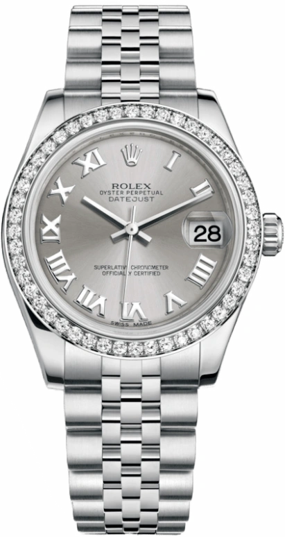 Rolex,Datejust 31 31mm,31mm,White Gold,Stainless Steel,Grey,Automatic,Day,48hours,178384,178384-0007
