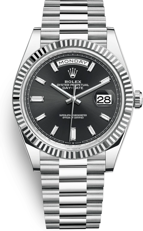 Rolex,Day-Date 40 40mm,40mm,Platinum,Black,Automatic,Date,Day,228236,228236-0004