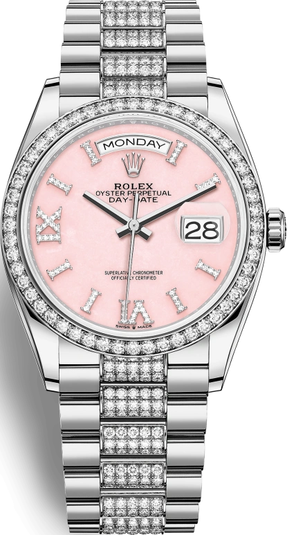 Rolex,Day-Date 36 36mm,36mm,White Gold,Pink,Automatic,Date,Day,Drake,128349RBR,128349RBR-0017