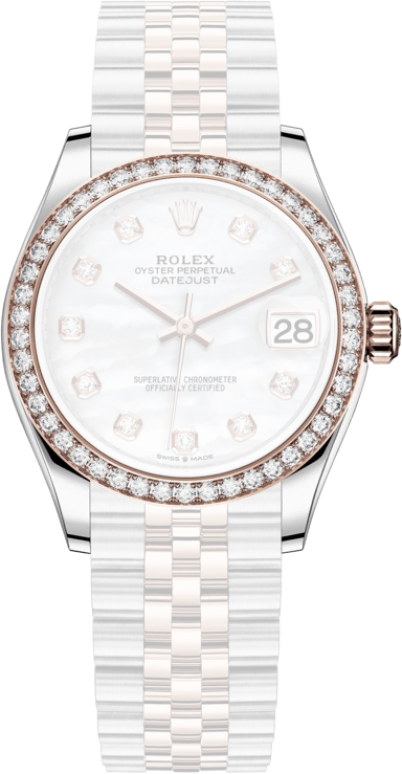 Rolex,Datejust 31 31mm,31mm,Rose Gold,Stainless Steel,White,Automatic,Day,55hours,278381RBR,278381RBR-0026